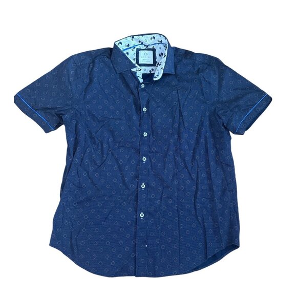 Danini Shirt Mens Modern Fit Navy Short Sleeve Button Up XX-Large 100% Cotton - Picture 1 of 8